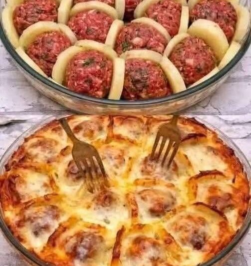 Gluten-Free French-Style Potato, Meatball & Cheese Bake