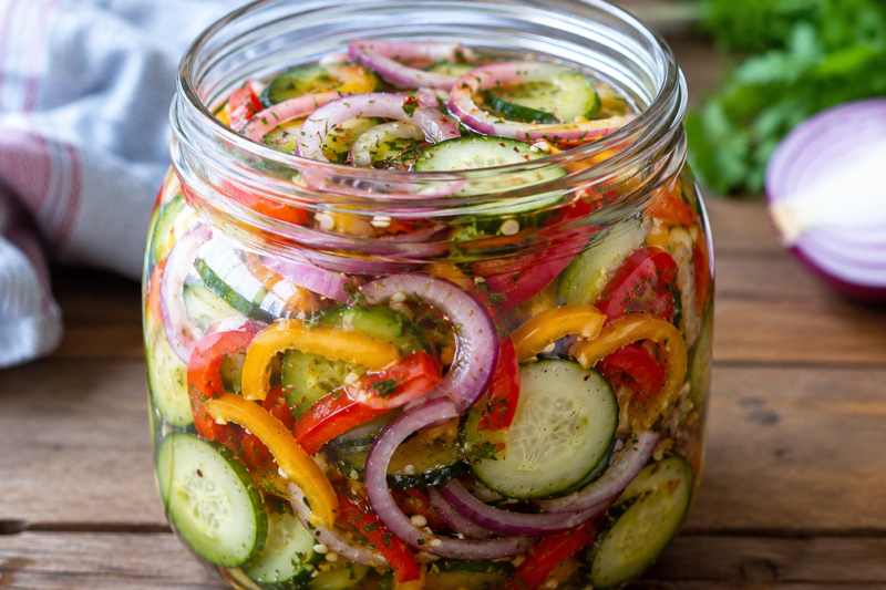 Easy Pickled Cucumber, Onion & Pepper Salad