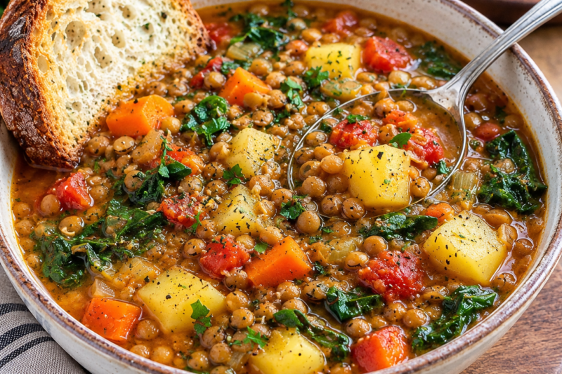 Hearty Lentil, Potato & Vegetable Soup