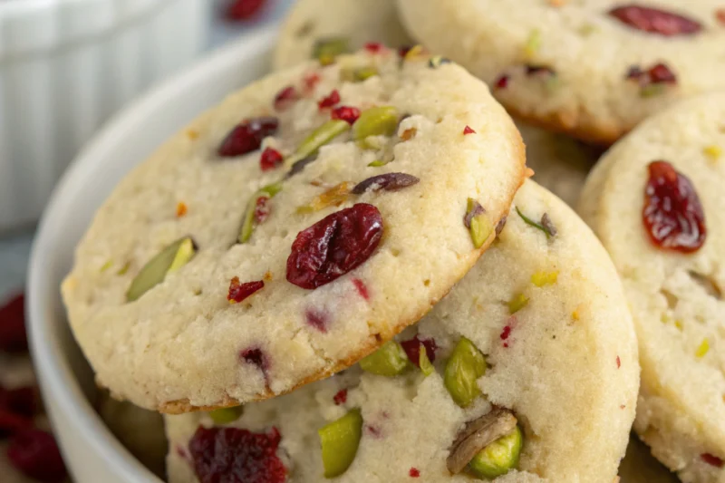 Gluten-Free Cranberry Pistachio Slice-and-Bake Shortbread Cookies