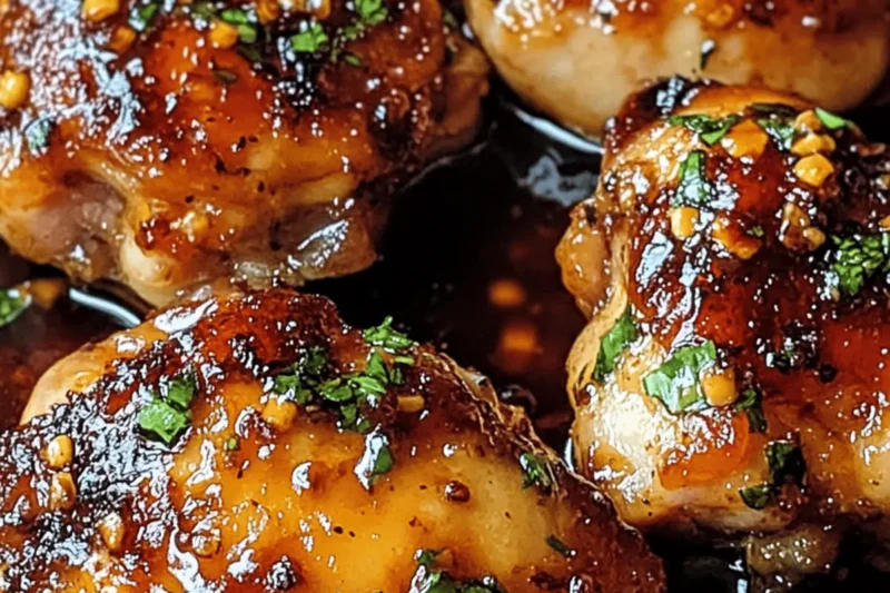 Sticky Honey Garlic Chicken Thighs